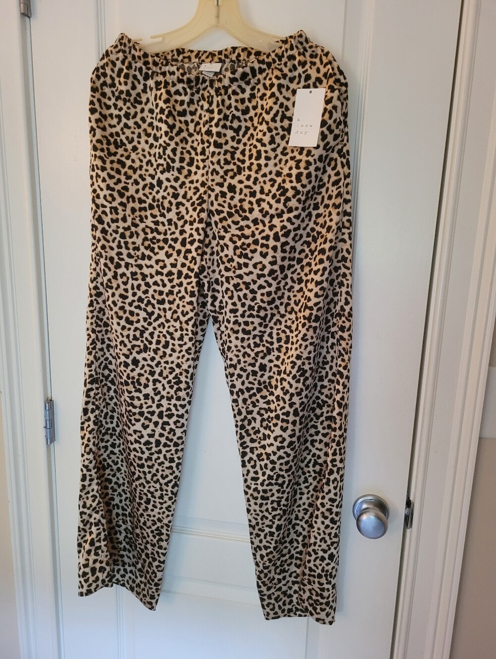 NEW a new day Leopard Print Wide Leg Lounge Pants - Beige, Black
